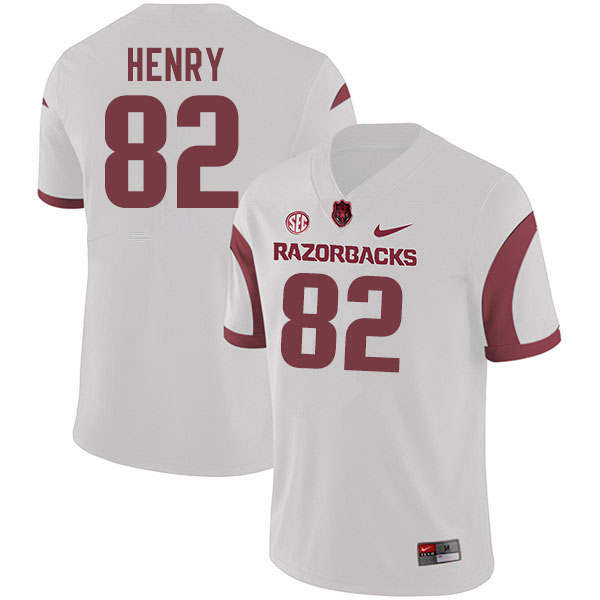 Men #82 Hudson Henry Arkansas Razorbacks College Football Jerseys Sale-White - Click Image to Close